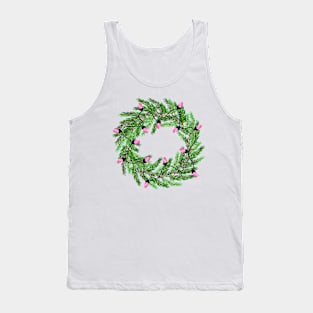 Christmas wreath with Christmas tree lights garland Tank Top